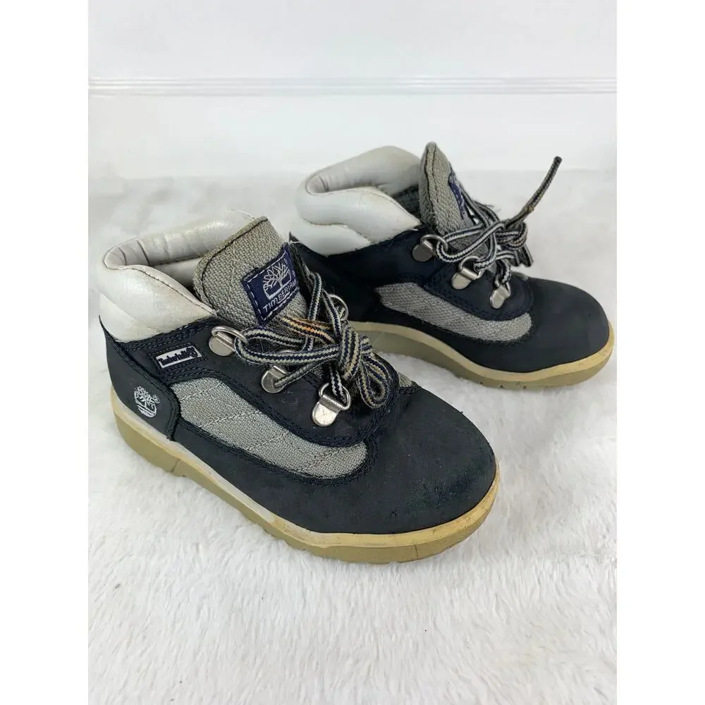 Timberland Toddler Field Boots Dark Navy White Nubuck Lace-Up Size 10M